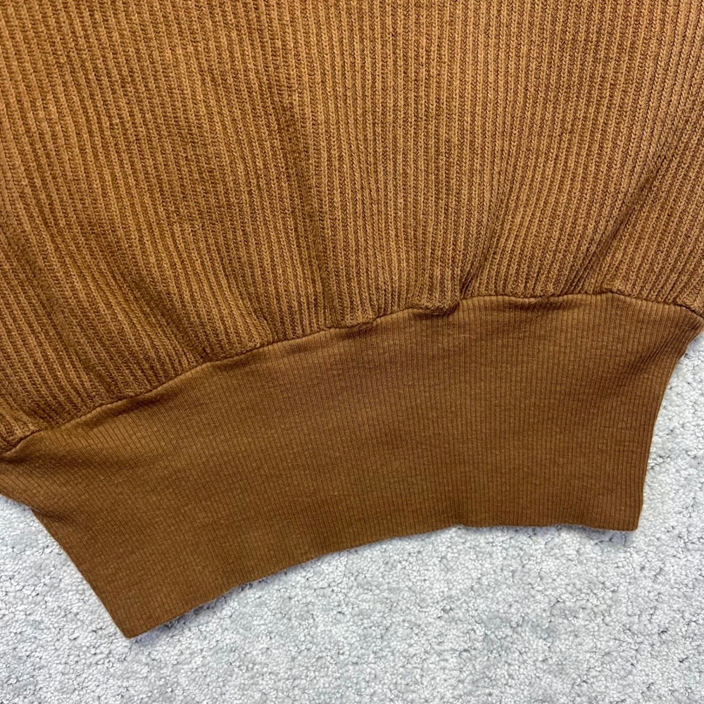 Vanessa Vintage Brown Ribbed Cotton Dolman Sleeve Cropped Sweater Womens Medium - Picture 5 of 14